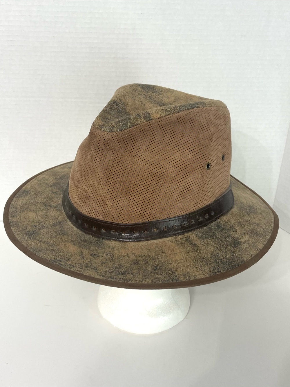 Henschel Hat Company Sandpoint Safari Leather Hat Distressed Brown Sz M